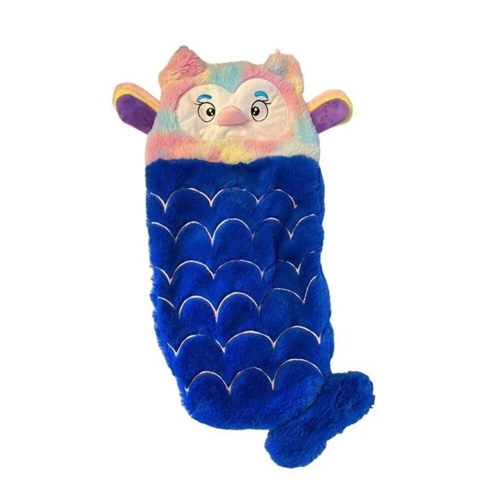 Blue Mermaid‎ Owl Plush Sensory Toy Crinkle Squeak Rainbow Tie Dye 20 Inch